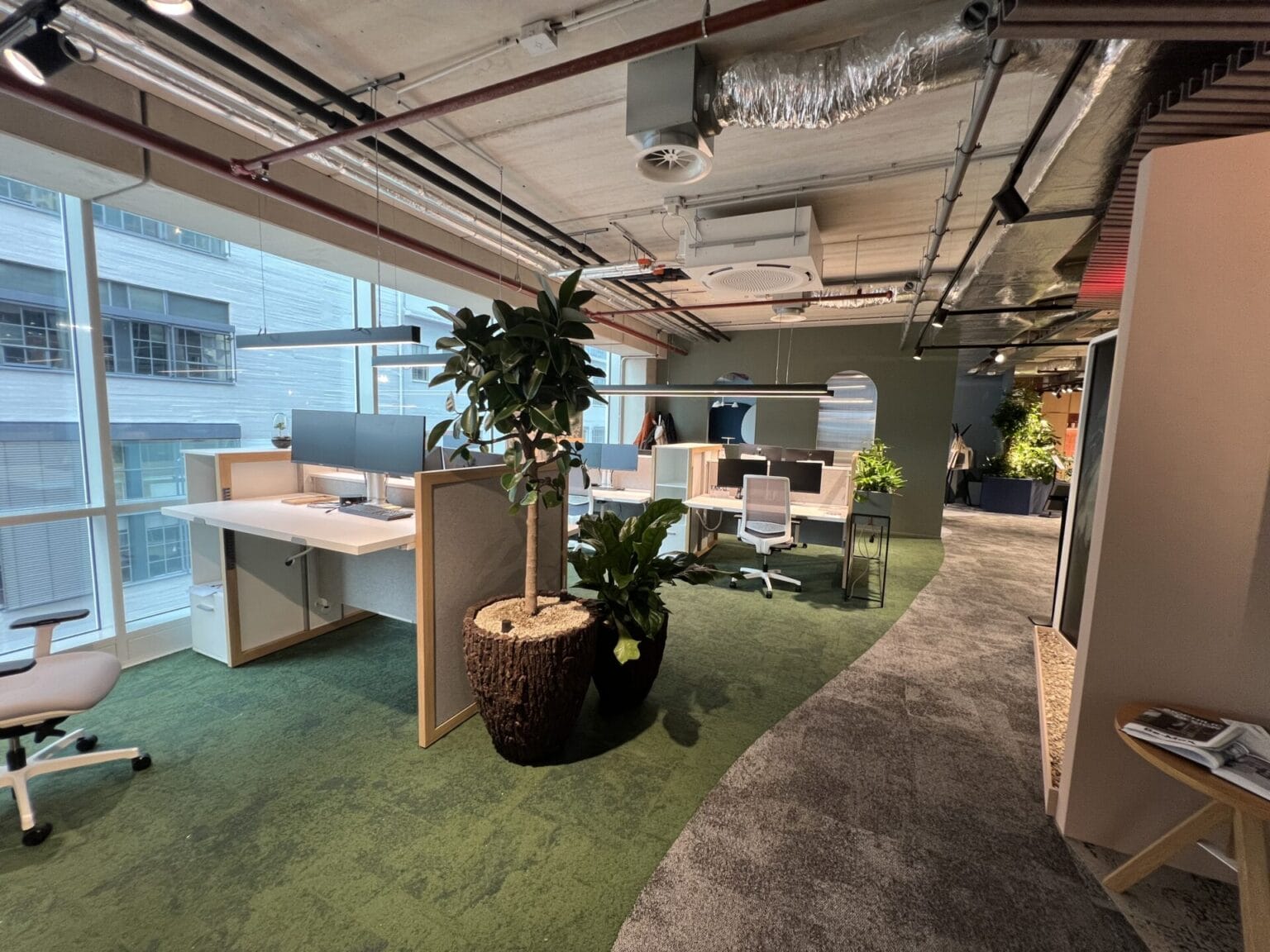interieur biophilic design planten bureaus tapijt