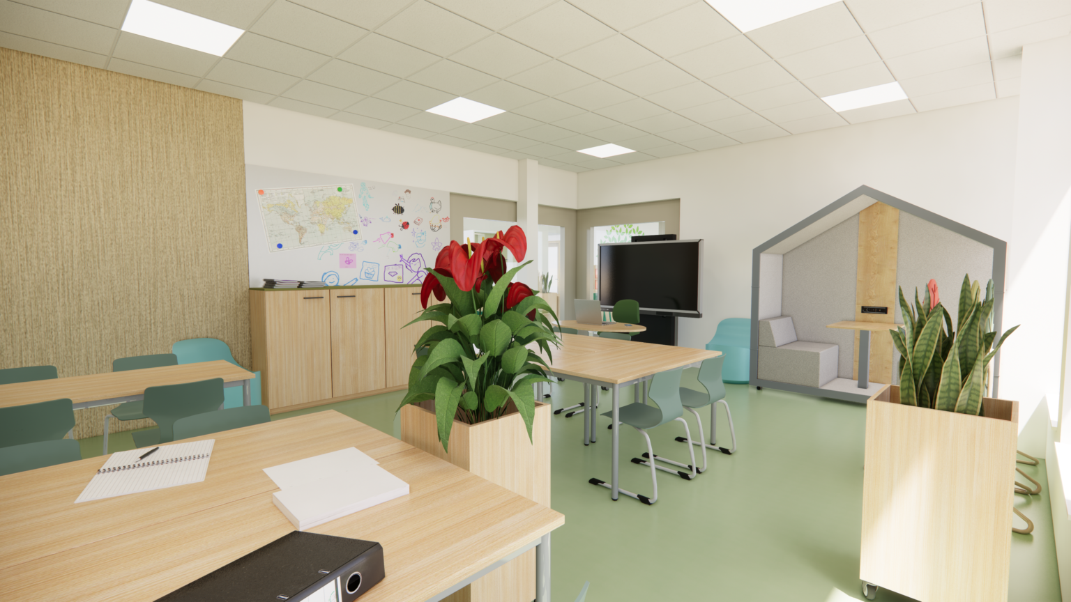 Ontwerp school Yulius ruimte 056 leslokaal interieur
